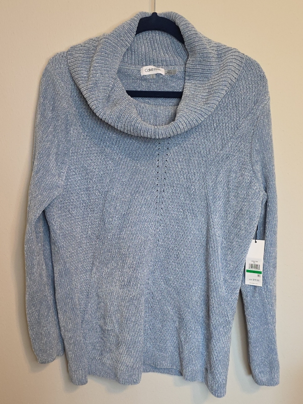 Calvin Klein Light Blue Cowl Neck Pullover Sweater